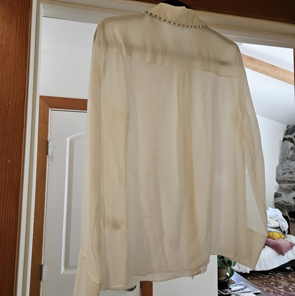 Alice + Olivia White Blouse with Pearl Accents - Picture 2 of 5